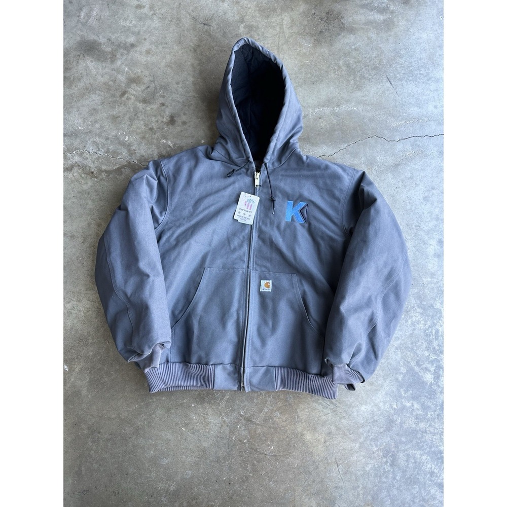 NEW Carhartt Men's Light Gray Zip Up Hooded Jacket Model J140 GVL Size XL NWT